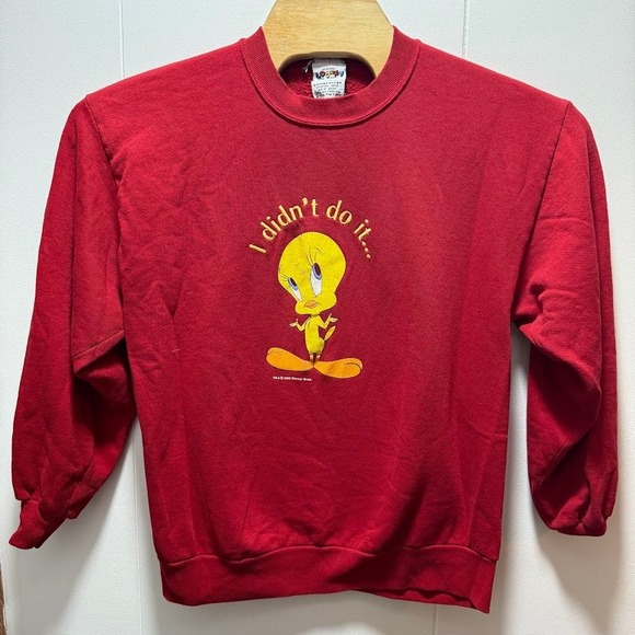 Looney Tunes Other - Vintage 1996 Looney Tunes Tweety Bird Sweatshirt Red Size Large Made in USA